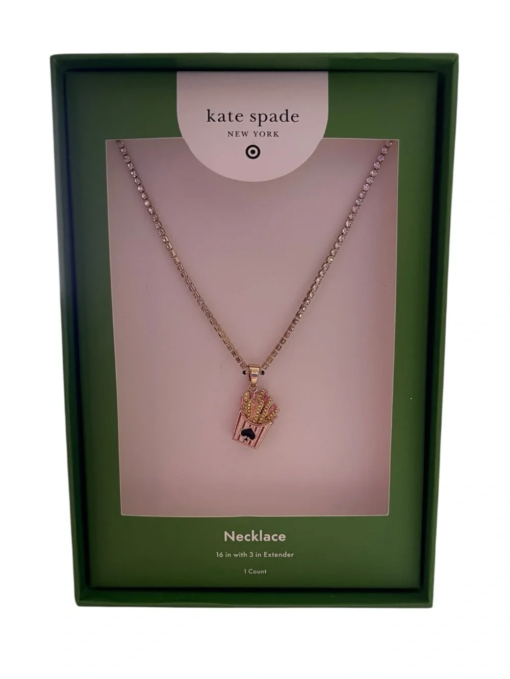 kate spade x Target Women’s French Fry Charm Gold Tennis Necklace